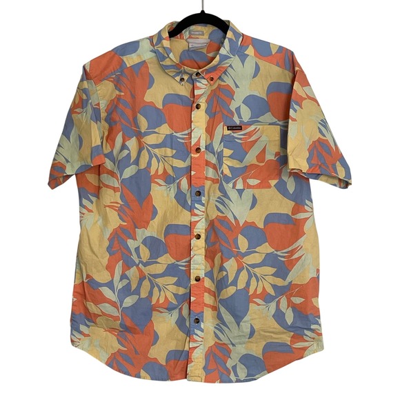 Columbia Other - Columbia Mens Large Short Sleeve Tropical Leaf Button Down Shirt Orange